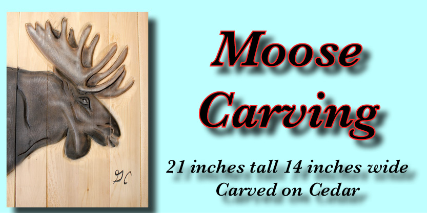 Moose Carving Wolf Carving fence art Garden art, yard art